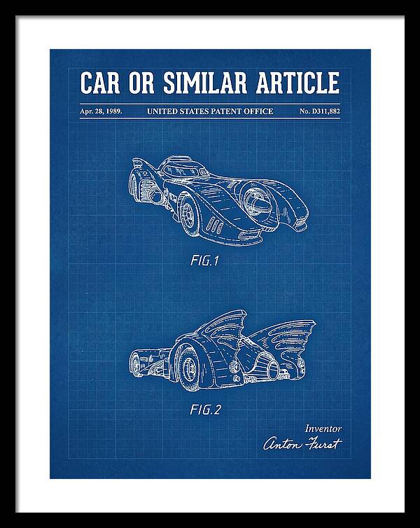 Batmobile 1989 Blueprint Patent Usd311882s
