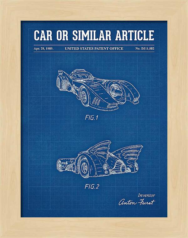 Batmobile 1989 Blueprint Patent Usd311882s