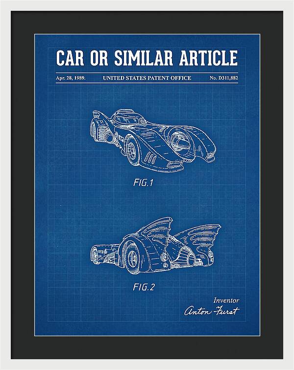 Batmobile 1989 Blueprint Patent Usd311882s