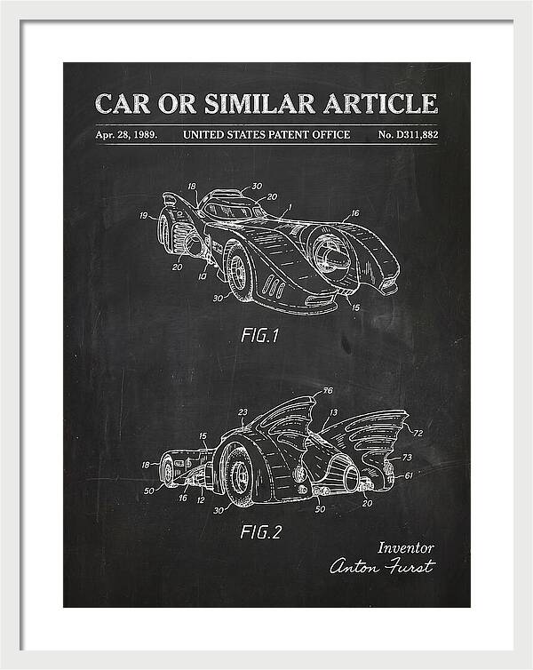Batmobile 1989 Chalkboard Patent Usd311882s