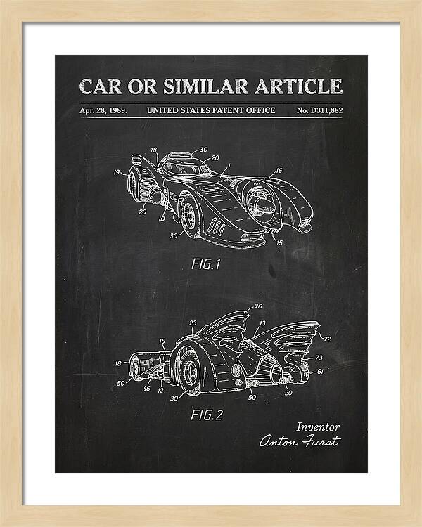 Batmobile 1989 Chalkboard Patent Usd311882s
