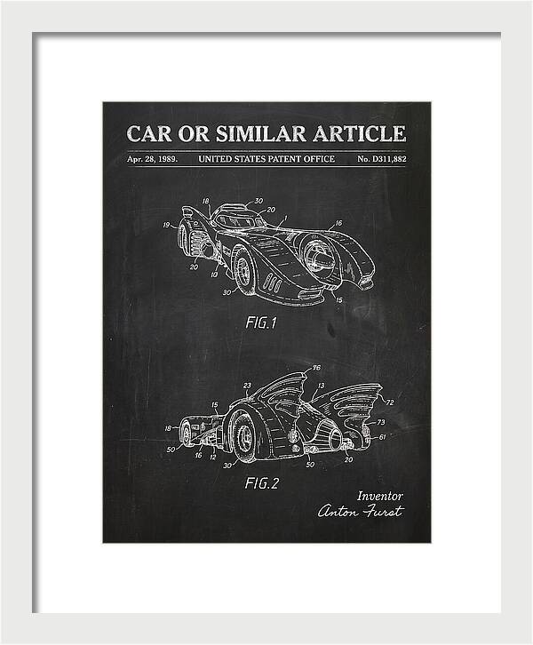Batmobile 1989 Chalkboard Patent Usd311882s