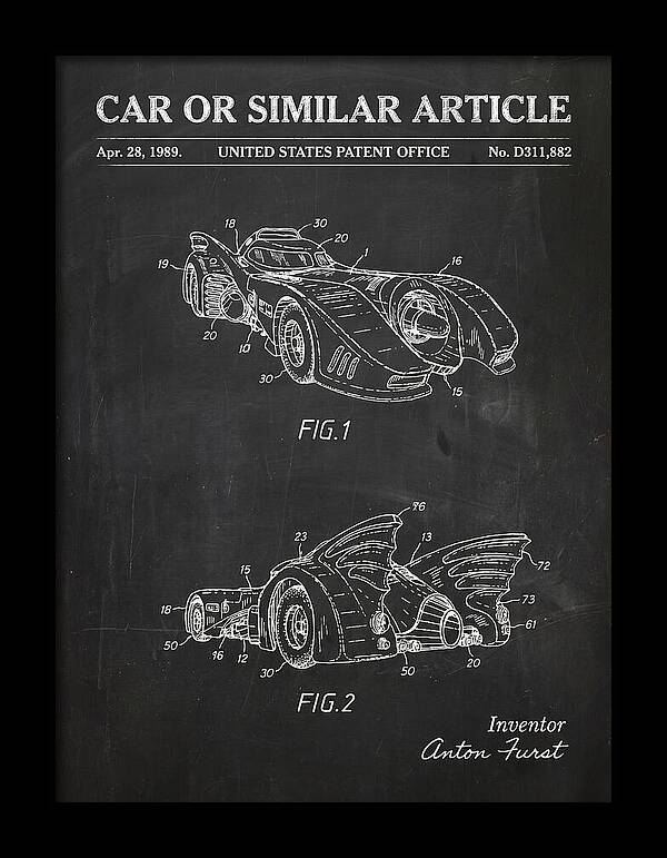 Batmobile 1989 Chalkboard Patent Usd311882s