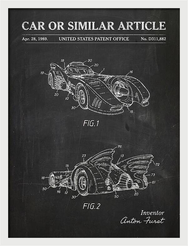 Batmobile 1989 Chalkboard Patent Usd311882s