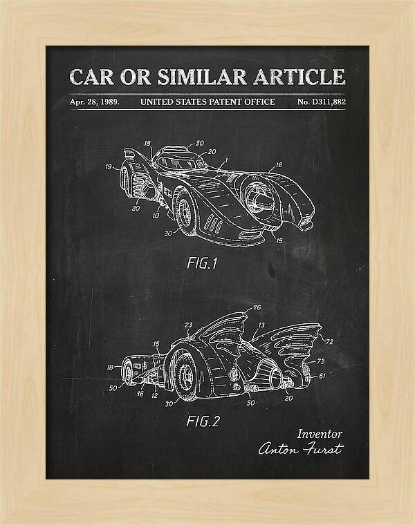 Batmobile 1989 Chalkboard Patent Usd311882s