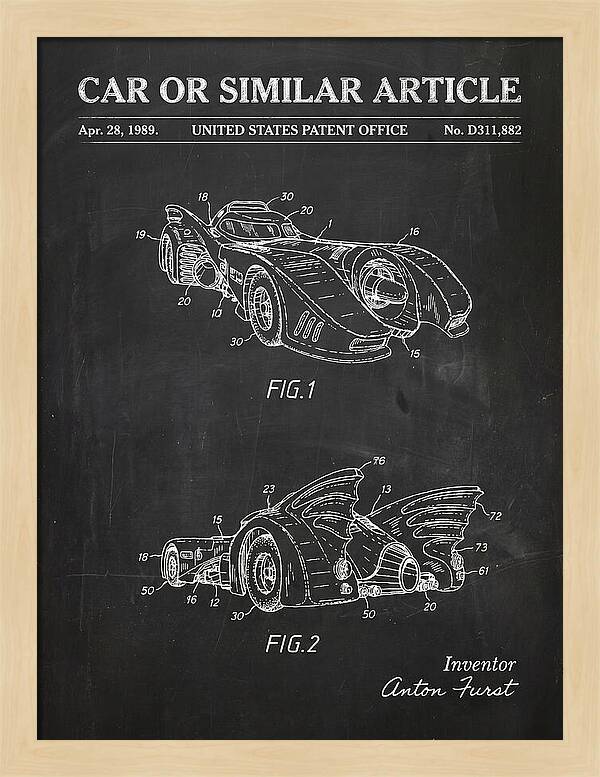 Batmobile 1989 Chalkboard Patent Usd311882s