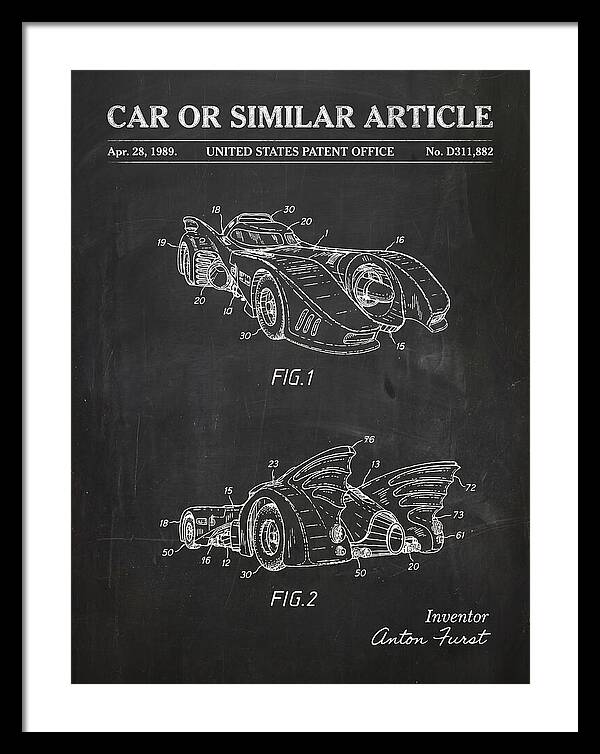 Batmobile 1989 Chalkboard Patent Usd311882s