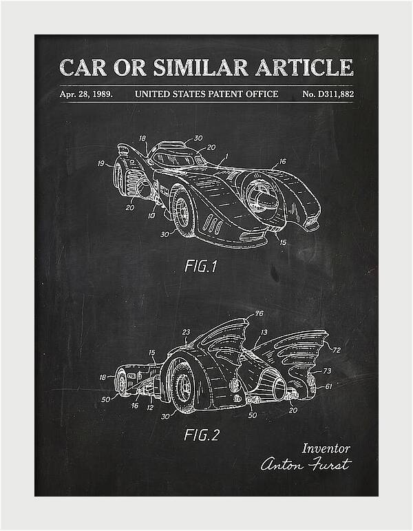 Batmobile 1989 Chalkboard Patent Usd311882s