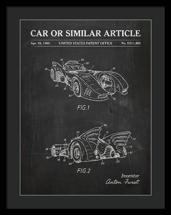 Batmobile 1989 Chalkboard Patent Usd311882s