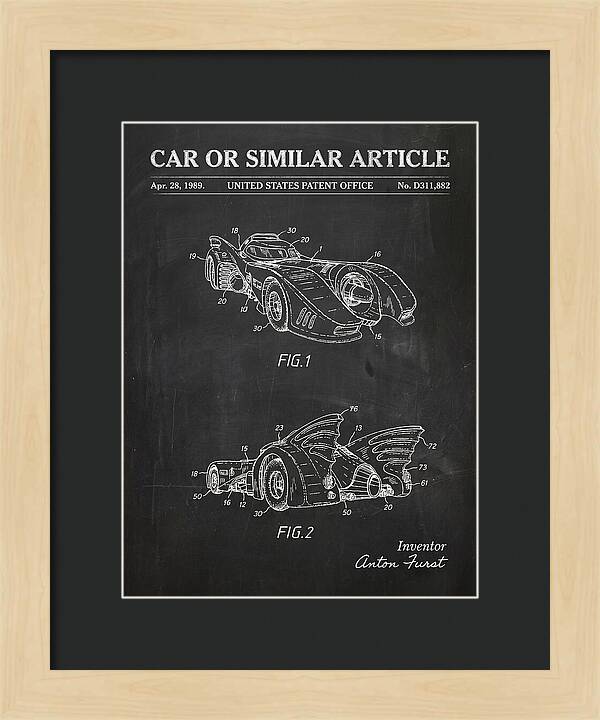 Batmobile 1989 Chalkboard Patent Usd311882s