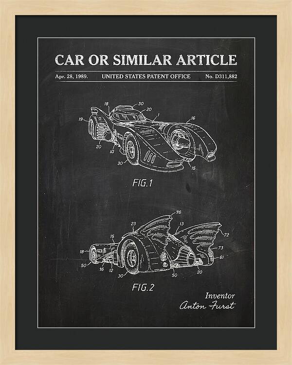 Batmobile 1989 Chalkboard Patent Usd311882s