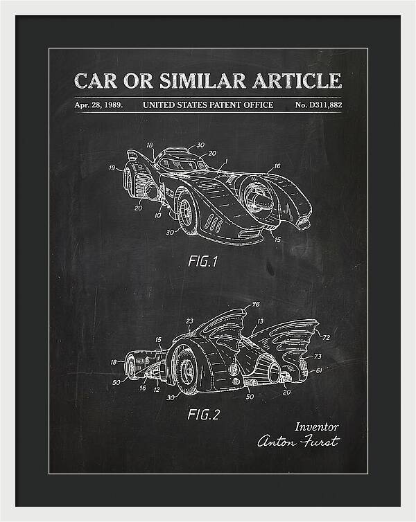 Batmobile 1989 Chalkboard Patent Usd311882s