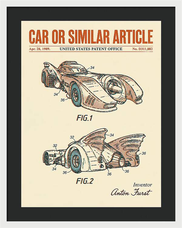 Batmobile 1989 Retro Patent Usd311882s