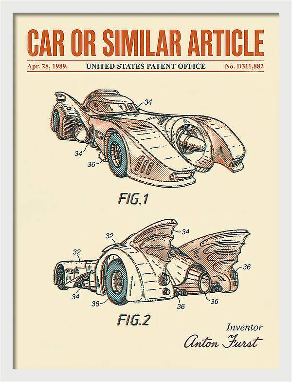 Batmobile 1989 Retro Patent Usd311882s