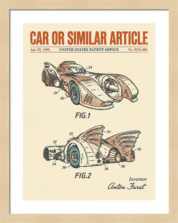 Batmobile 1989 Retro Patent Usd311882s