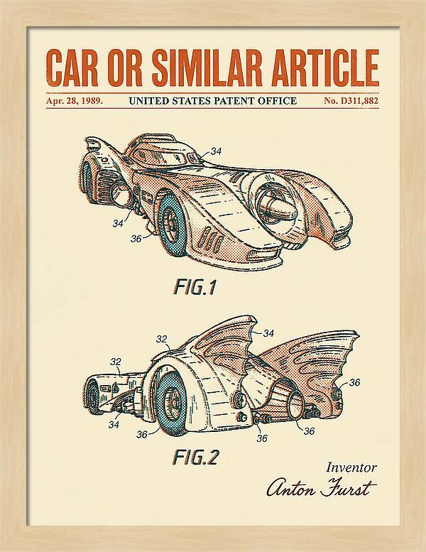Batmobile 1989 Retro Patent Usd311882s