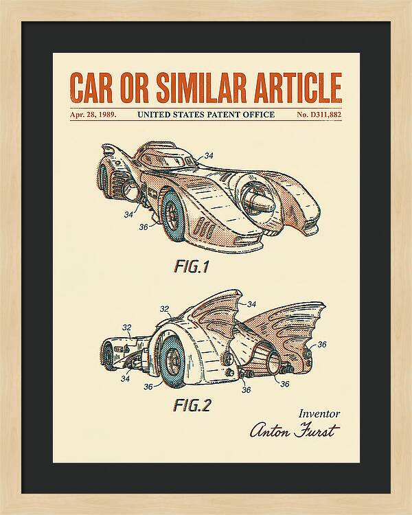 Batmobile 1989 Retro Patent Usd311882s