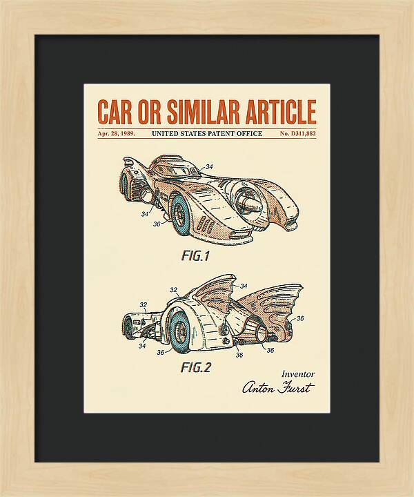 Batmobile 1989 Retro Patent Usd311882s