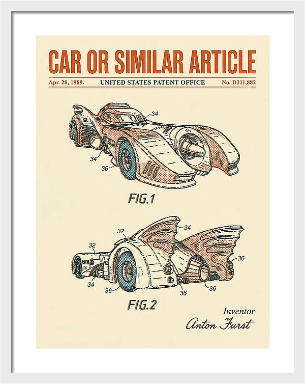Batmobile 1989 Retro Patent Usd311882s