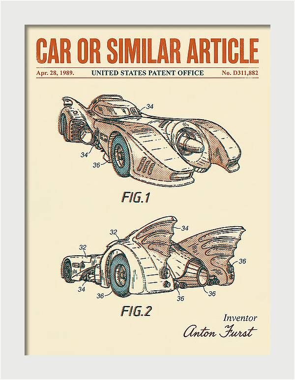 Batmobile 1989 Retro Patent Usd311882s