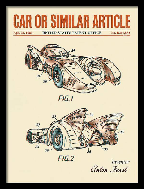 Batmobile 1989 Retro Patent Usd311882s