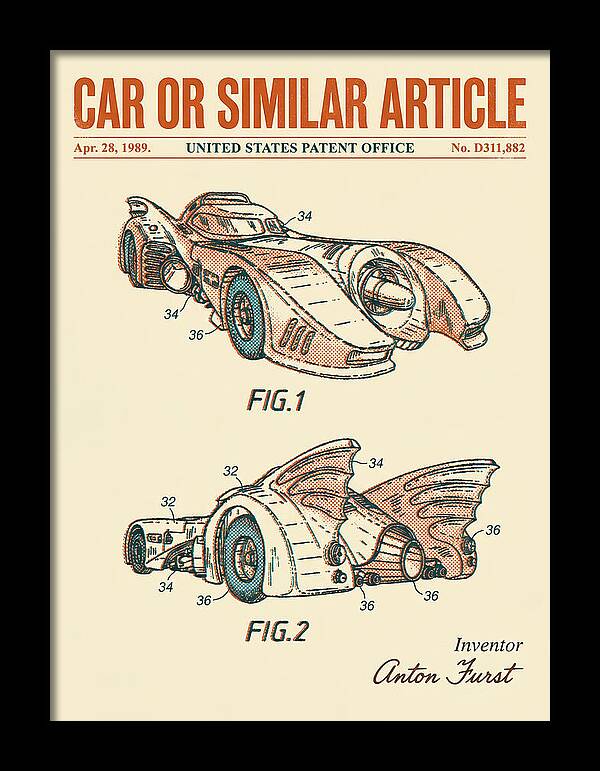 Batmobile 1989 Retro Patent Usd311882s