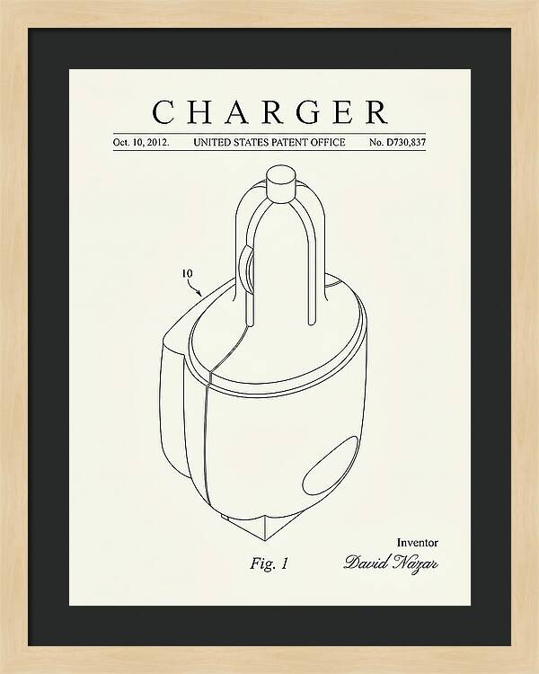 Battery Charger Minimalist Patent Usd730837s1