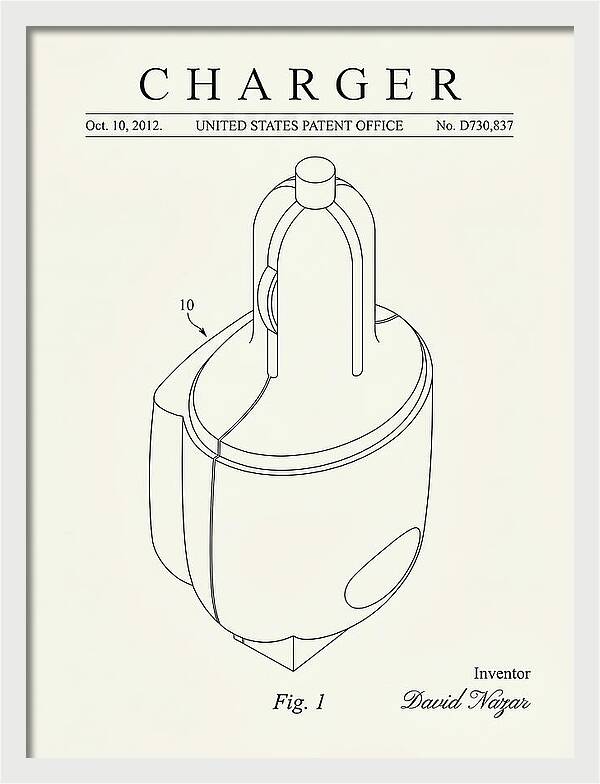 Battery Charger Minimalist Patent Usd730837s1