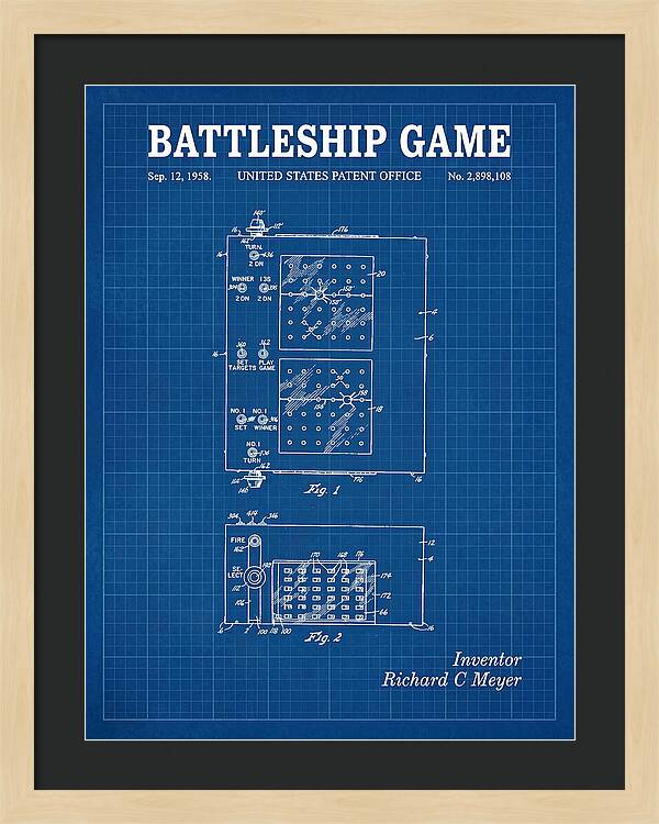 Battleship Game Blueprint Patent Us2898108a