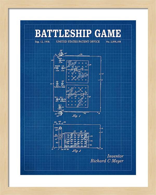 Battleship Game Blueprint Patent Us2898108a