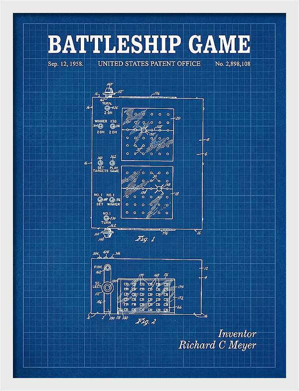 Battleship Game Blueprint Patent Us2898108a