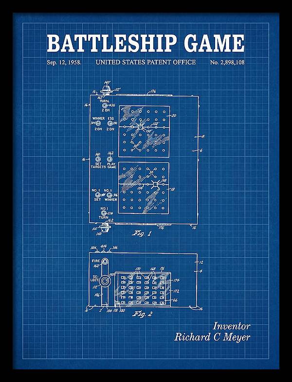 Battleship Game Blueprint Patent Us2898108a