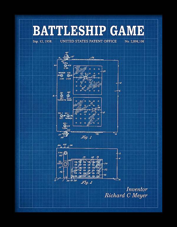 Battleship Game Blueprint Patent Us2898108a
