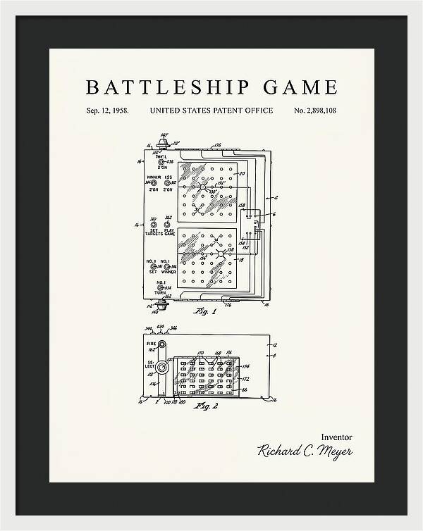 Battleship Game Minimalist Patent Us2898108a