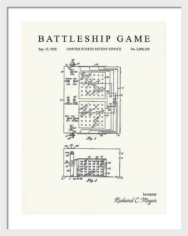 Battleship Game Minimalist Patent Us2898108a
