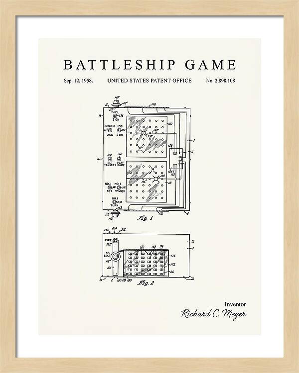 Battleship Game Minimalist Patent Us2898108a