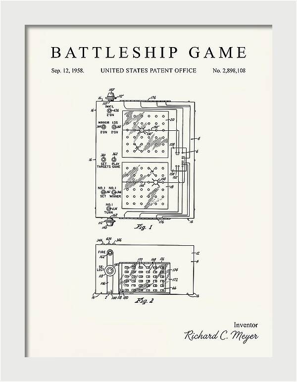 Battleship Game Minimalist Patent Us2898108a
