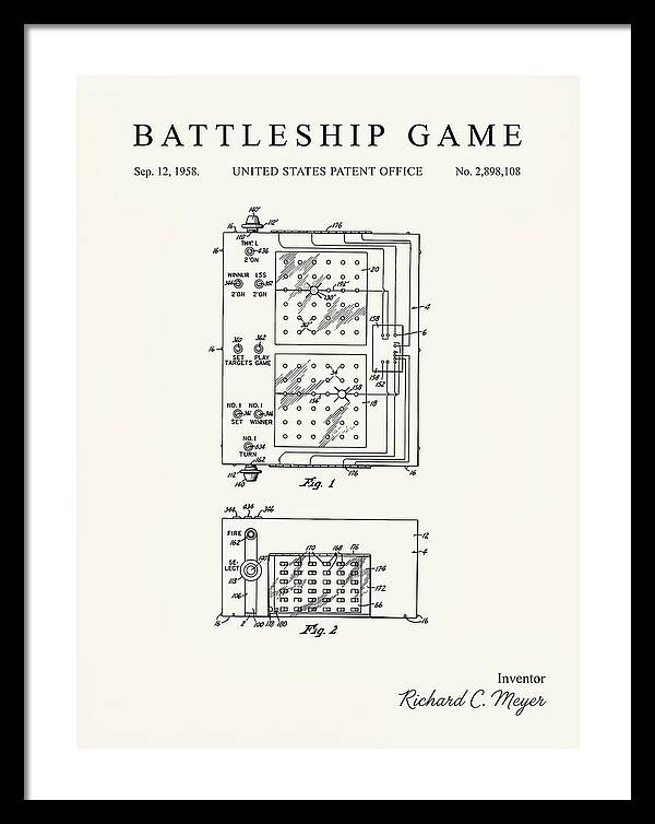 Battleship Game Minimalist Patent Us2898108a