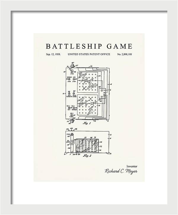 Battleship Game Minimalist Patent Us2898108a