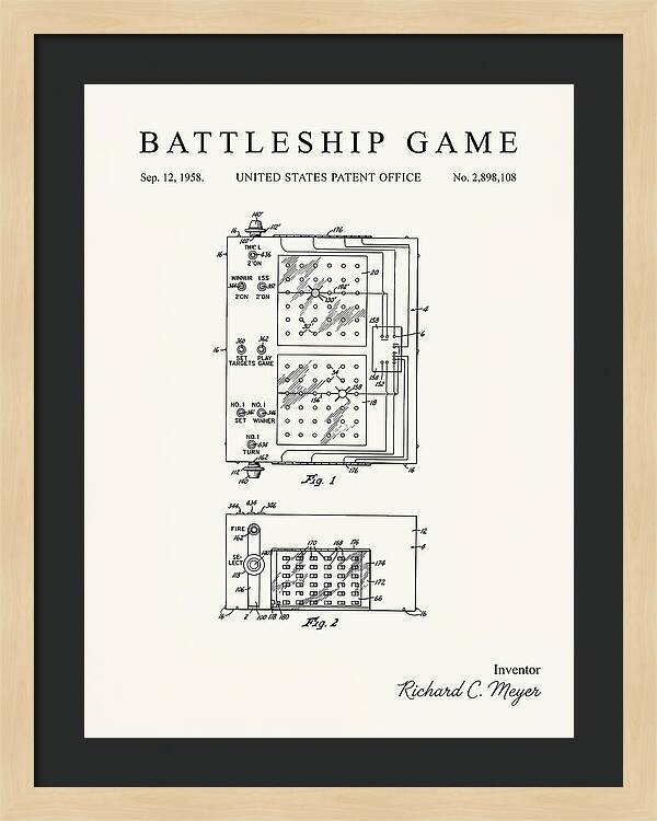 Battleship Game Minimalist Patent Us2898108a