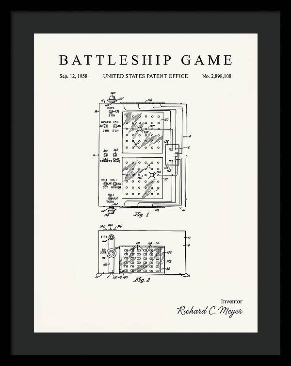 Battleship Game Minimalist Patent Us2898108a