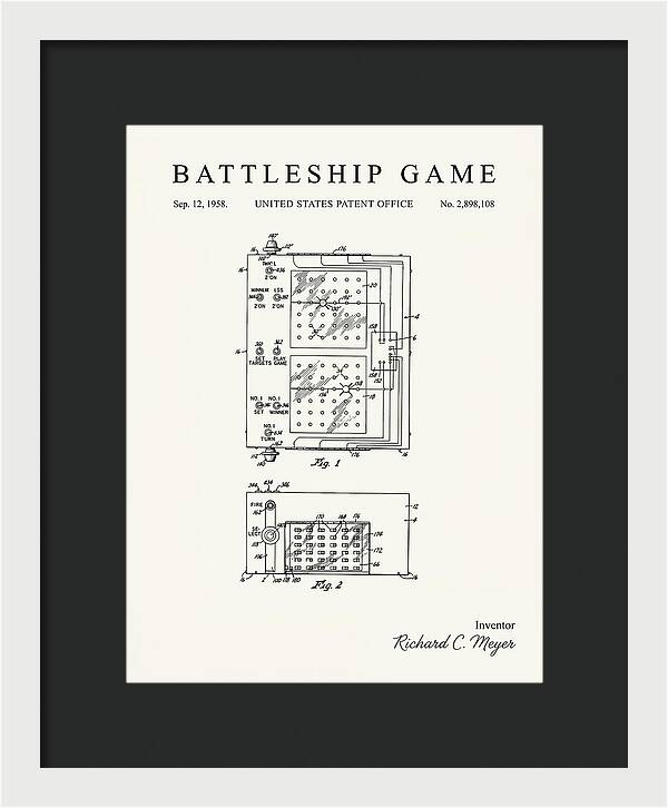Battleship Game Minimalist Patent Us2898108a