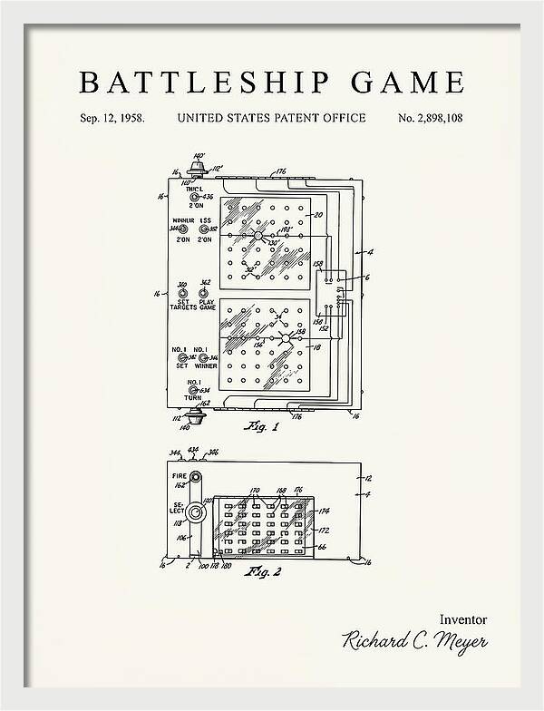Battleship Game Minimalist Patent Us2898108a