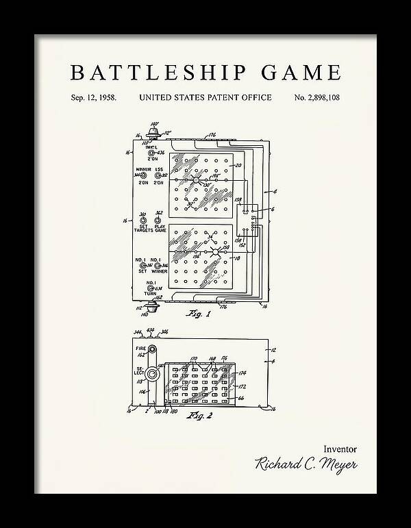 Battleship Game Minimalist Patent Us2898108a