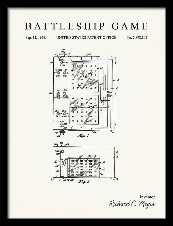 Battleship Game Minimalist Patent Us2898108a