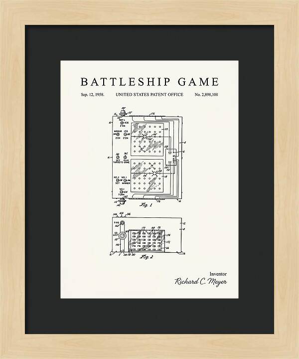 Battleship Game Minimalist Patent Us2898108a