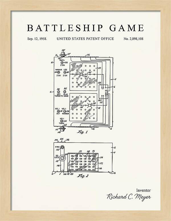 Battleship Game Minimalist Patent Us2898108a