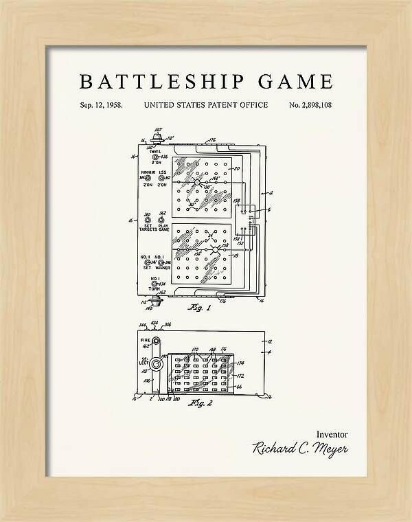 Battleship Game Minimalist Patent Us2898108a