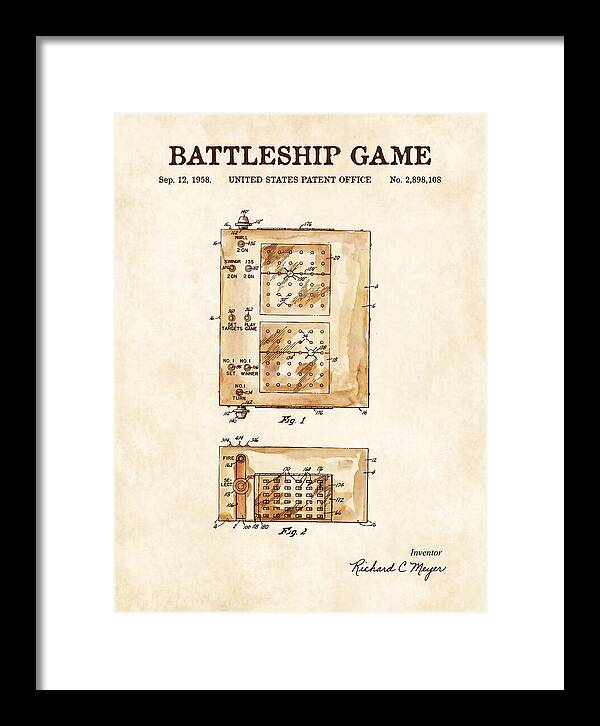 Battleship Game Watercolor Patent Us2898108a