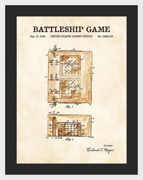 Battleship Game Watercolor Patent Us2898108a